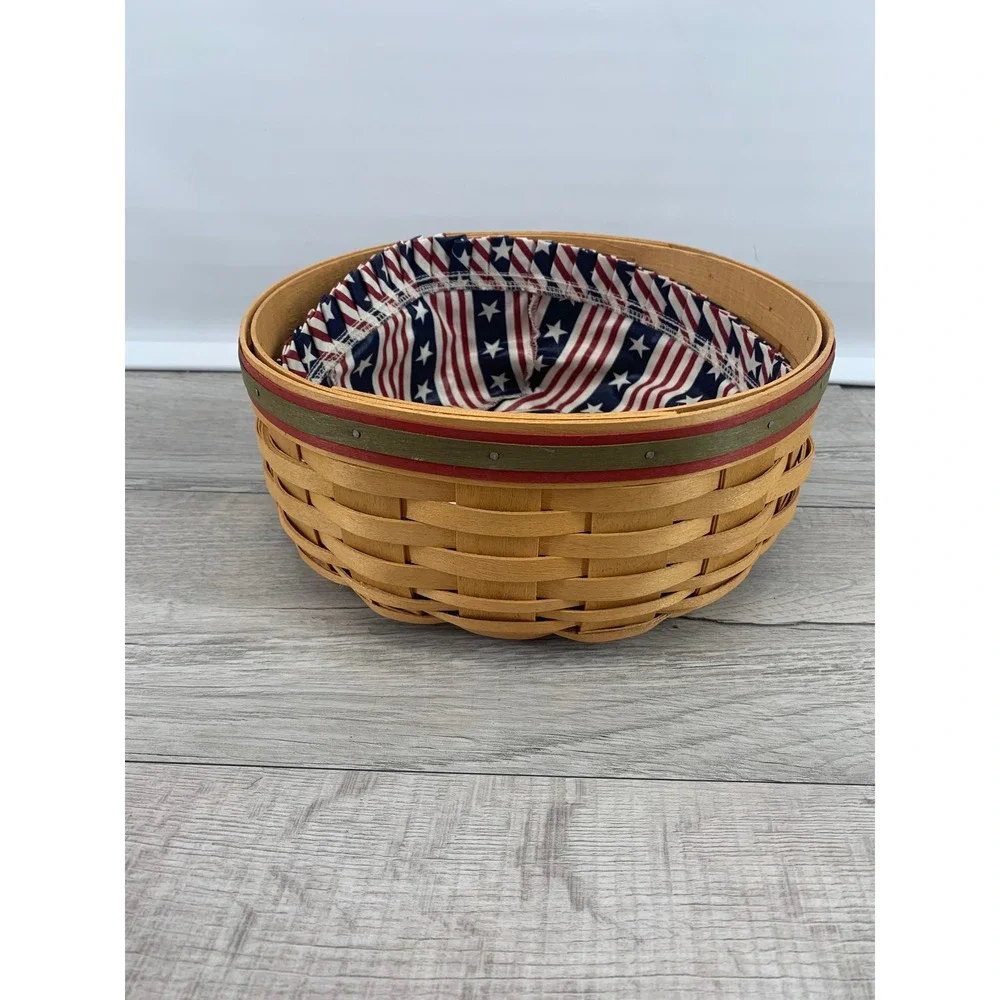 Longaberger 2000 Century Celebration Basket Patriotic Flag Liner Handwoven 8in